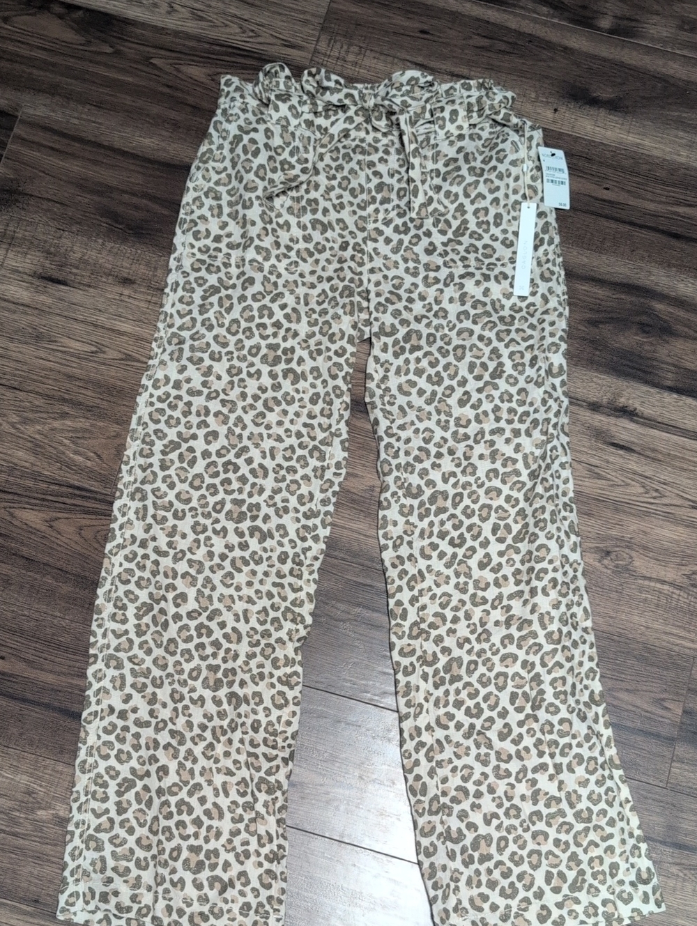 NWT Nordstrom Leopard Print Wide-Leg Drawstring Lounge Pants